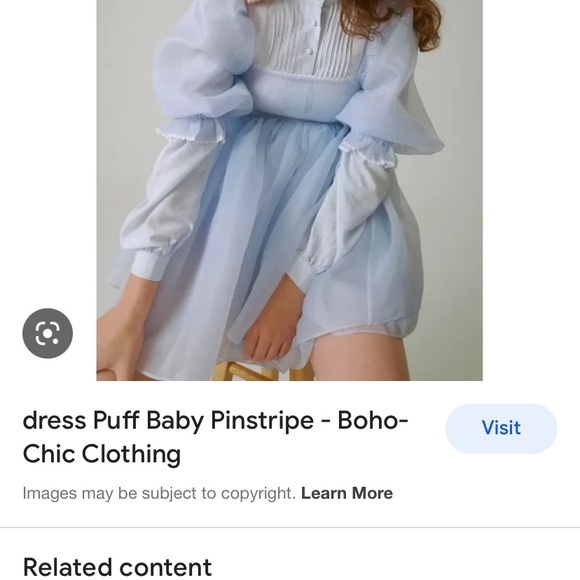 SELKIE Puff dress new with tags baby blue pinstripe free people xs - Picture 2 of 10
